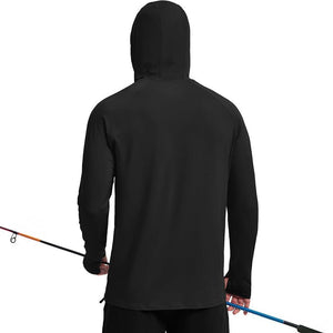 TACVASEN Black + Black [2 Pcs set] Zip Up Hooded Long Sleeve Sun Protection Shirt