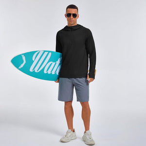 TACVASEN Black + Black [2 Pcs set] Zip Up Hooded Long Sleeve Sun Protection Shirt