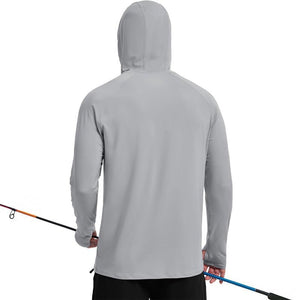 TACVASEN Light Grey + Light Grey [2 Pcs set] Zip Up Hooded Long Sleeve Sun Protection Shirt