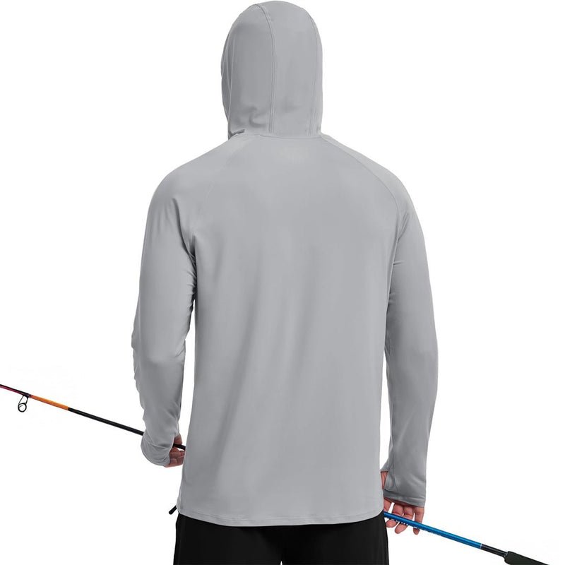 TACVASEN Light Grey + Light Grey [2 Pcs set] Zip Up Hooded Long Sleeve Sun Protection Shirt