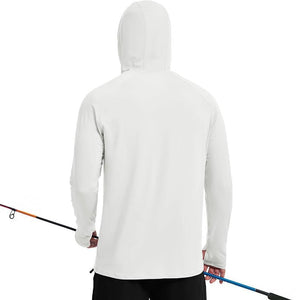 TACVASEN White + Orange [2 Pcs set] Zip Up Hooded Long Sleeve Sun Protection Shirt