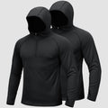 TACVASEN Black + Black [2 Pcs set] Zip Up Hooded Long Sleeve Sun Protection Shirt