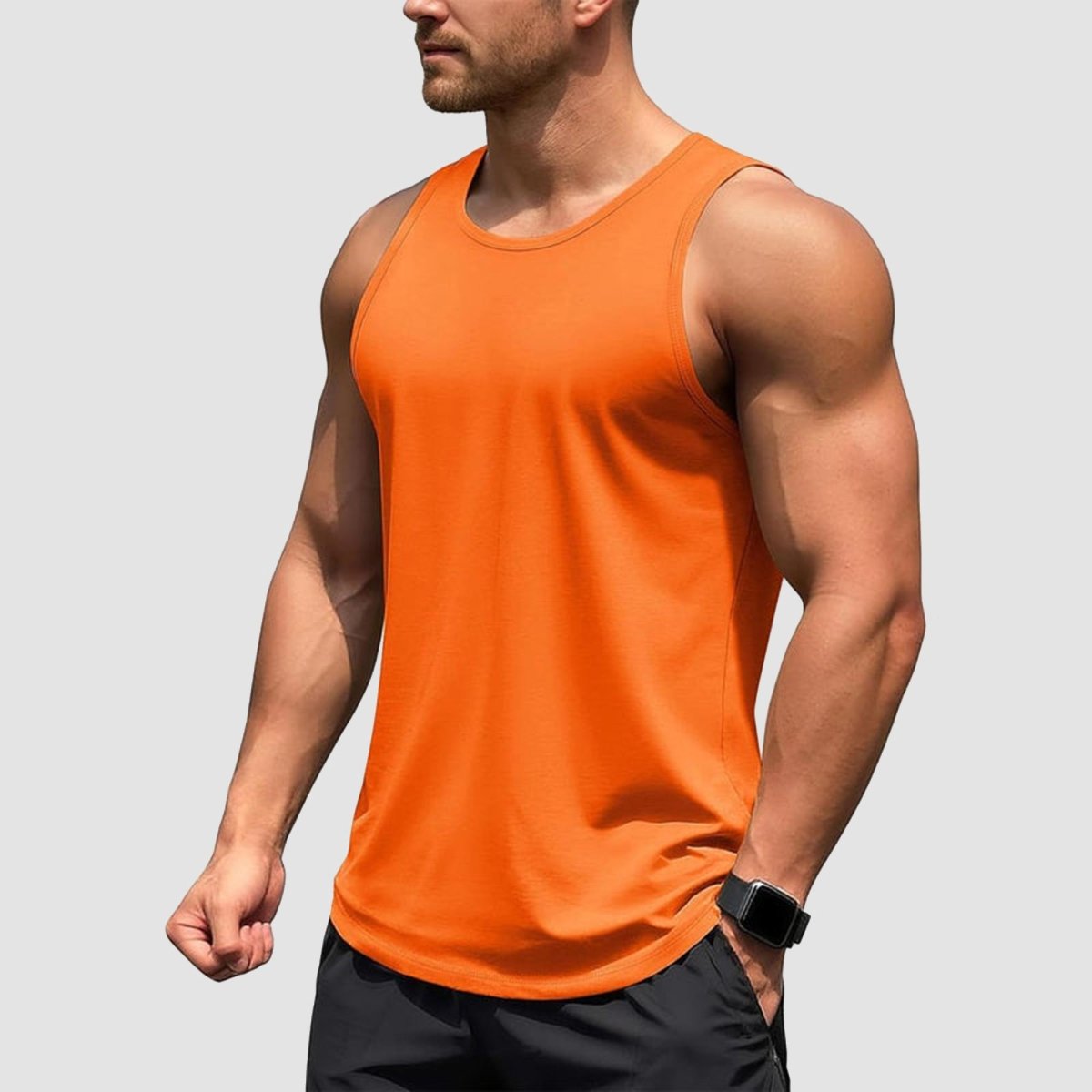 TACVASEN Orange+Sky Blue+Light khaki [3 Pcs set] UPF 50+ Tank Top Gym Workout Sleeveless Muscle Shirts