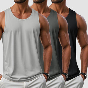 TACVASEN Black+Dark Grey+Light Grey [3 Pcs set] UPF 50+ Tank Top Gym Workout Sleeveless Muscle Shirts