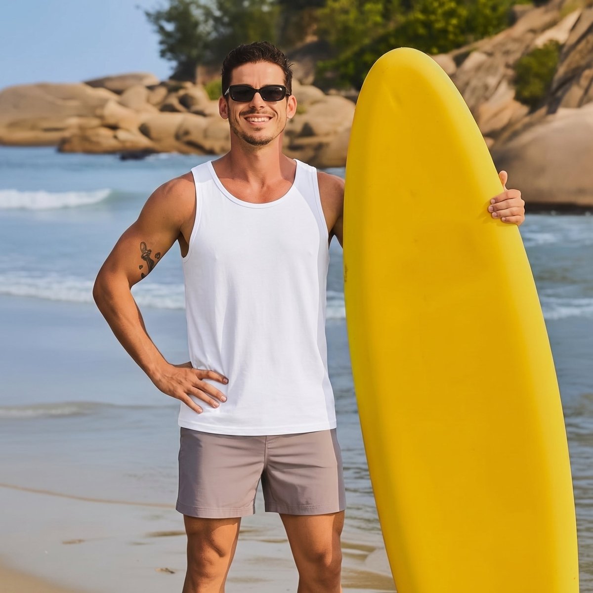 TACVASEN Navy+Light Grey+White [3 Pcs set] UPF 50+ Tank Top Gym Workout Sleeveless Muscle Shirts