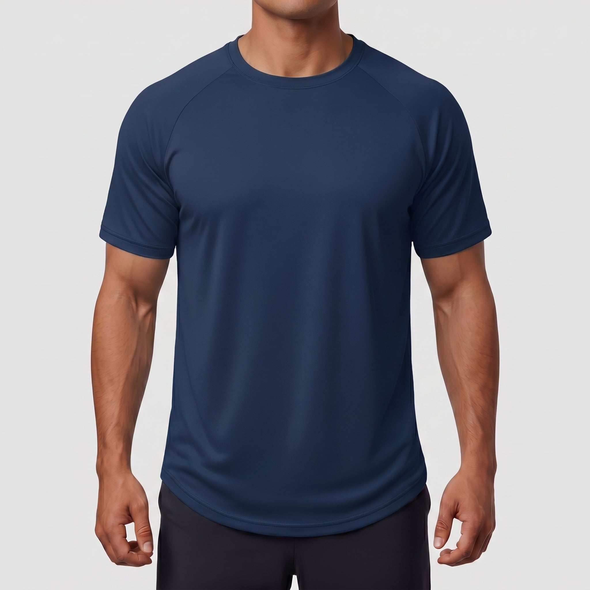 TACVASEN Navy Curved Hem Fashion UPF50+ Quick - Drying Protective Shirt