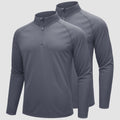 TACVASEN Dark Grey+Dark Grey [2 Pcs set] Athletic Shirts 1/4 Pullover Zip Sun Protection