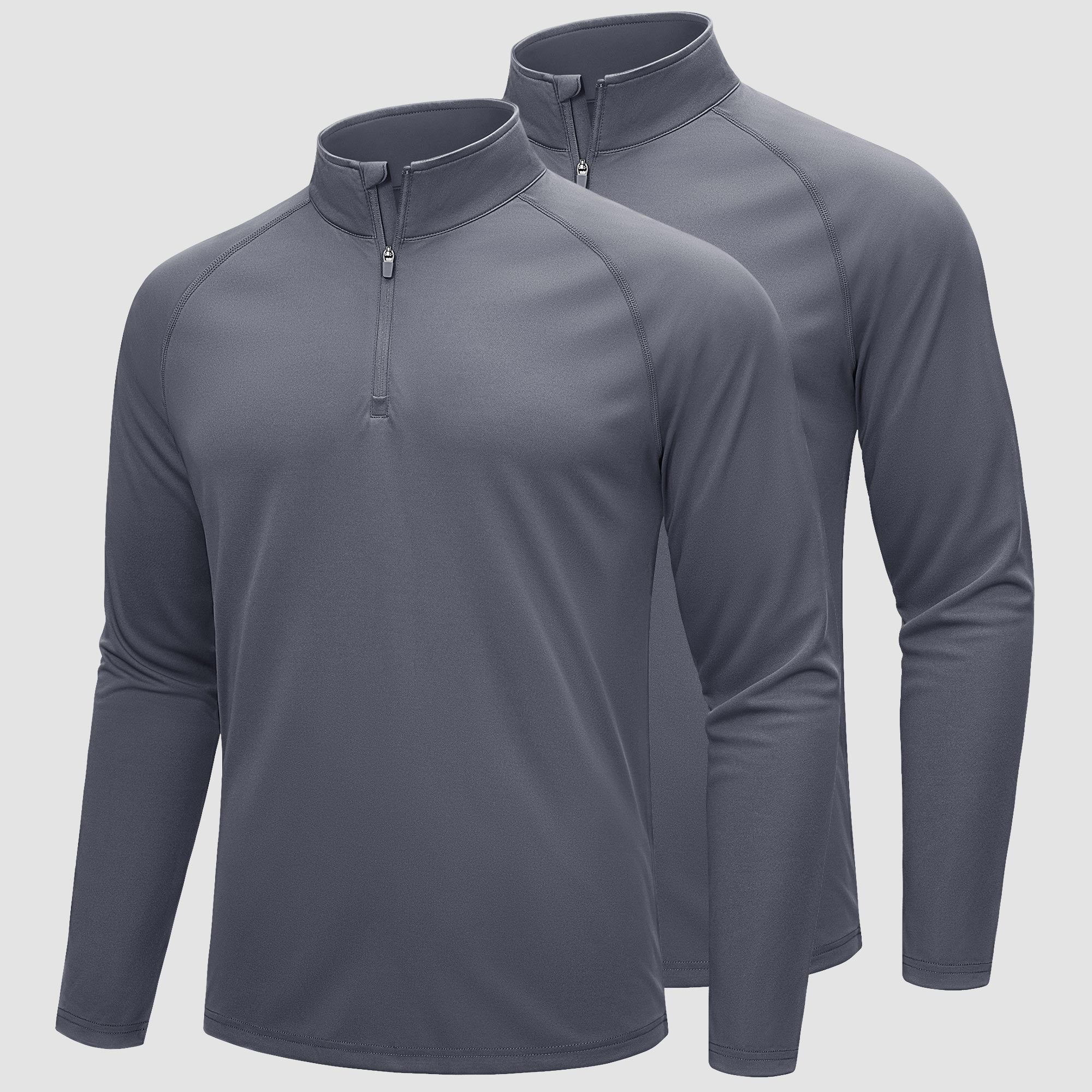 [2 Pcs set] Athletic Shirts 1/4 Pullover Zip Sun Protection