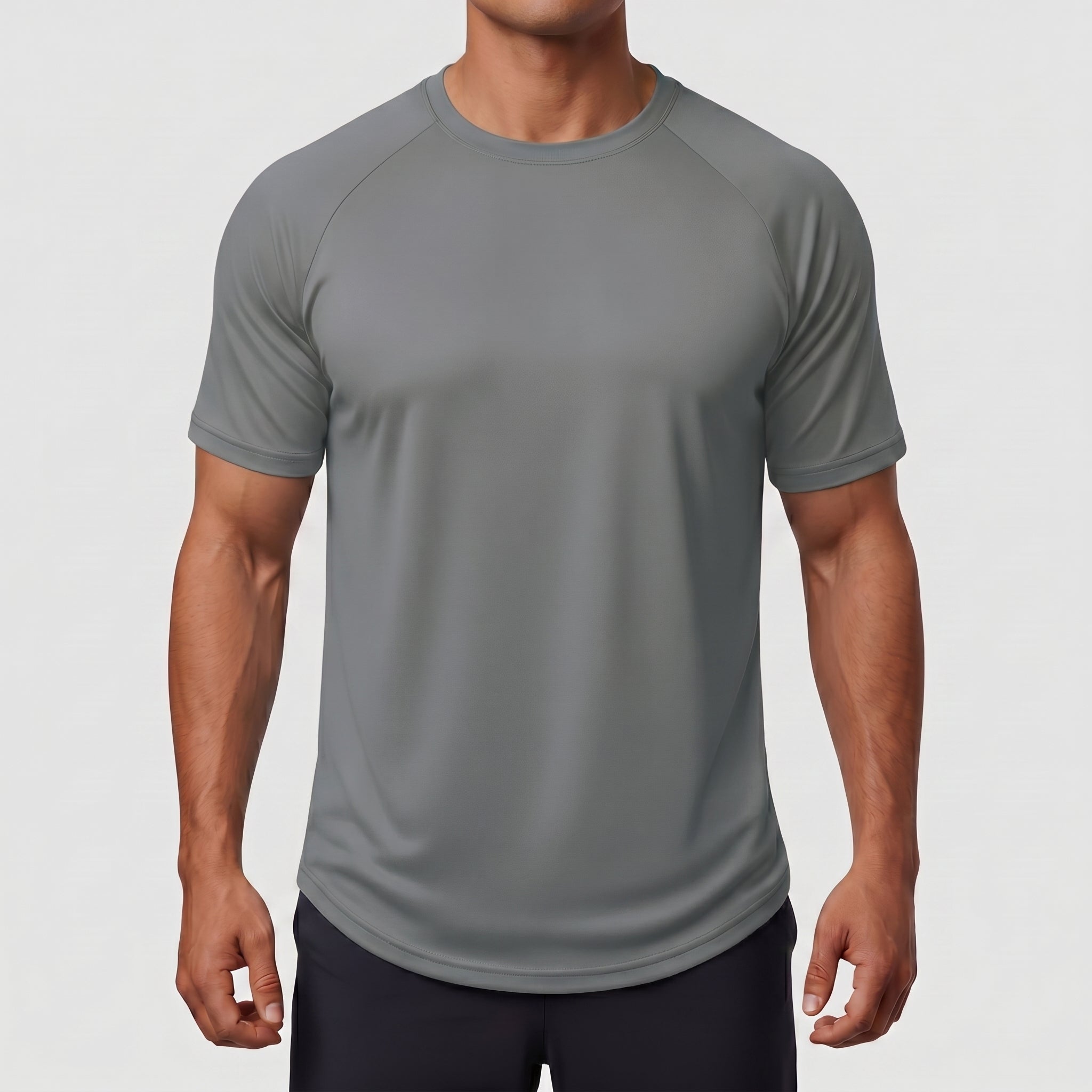TACVASEN Dark Grey Curved Hem Fashion UPF50+ Quick - Drying Protective Shirt