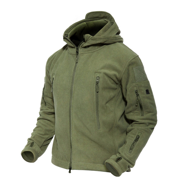 TACVASEN Army Green Men's Tactical Fleece Jacket Hoodie Winter Down Jackets