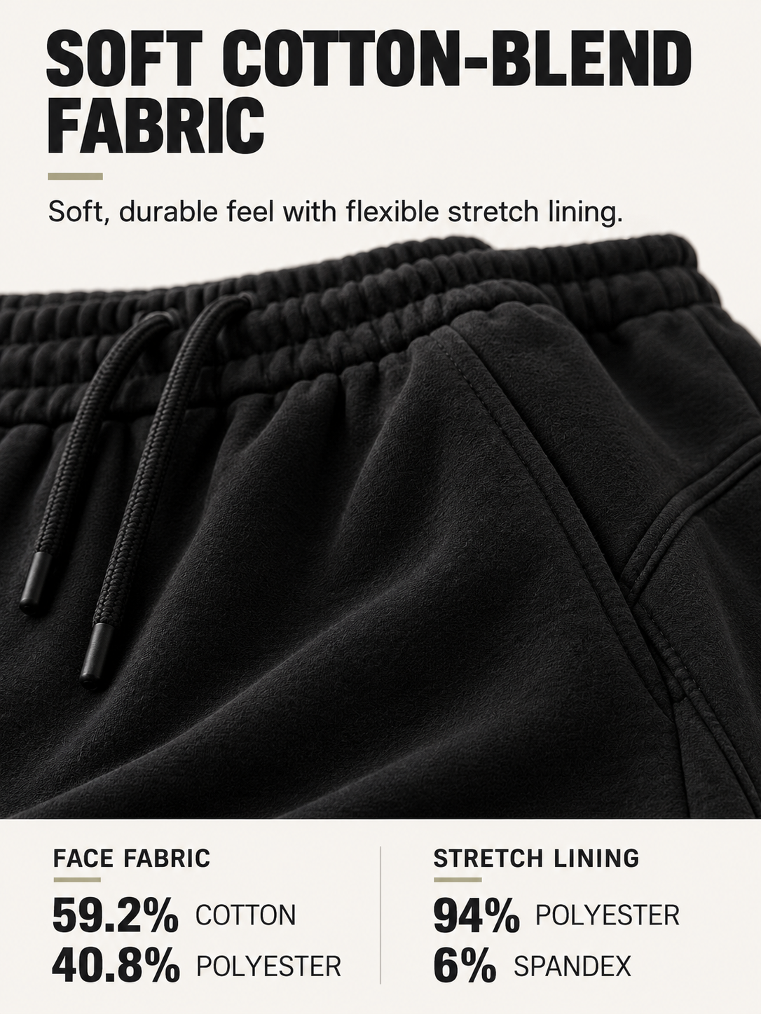 Soft Cotton-Blend & Stretch Lining