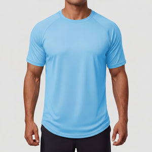 TACVASEN Sky Blue Curved Hem Fashion UPF50+ Quick - Drying Protective Shirt