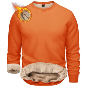 TACVASEN Orange Men's Sherpa Lined Sweatshirt Warm Heavyweight Fleece Pullover