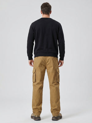TACVASEN Khaki Men's Heavy Duty Multi - Pocket Straight Fit Cargo Pants