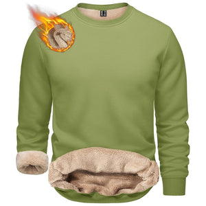 TACVASEN Olive Green Men's Sherpa Lined Sweatshirt Warm Heavyweight Fleece Pullover