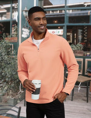 TACVASEN Apricot Men's Pullover Workout Fleece 1/4 Zip Uncw Vintage Sweatshirts
