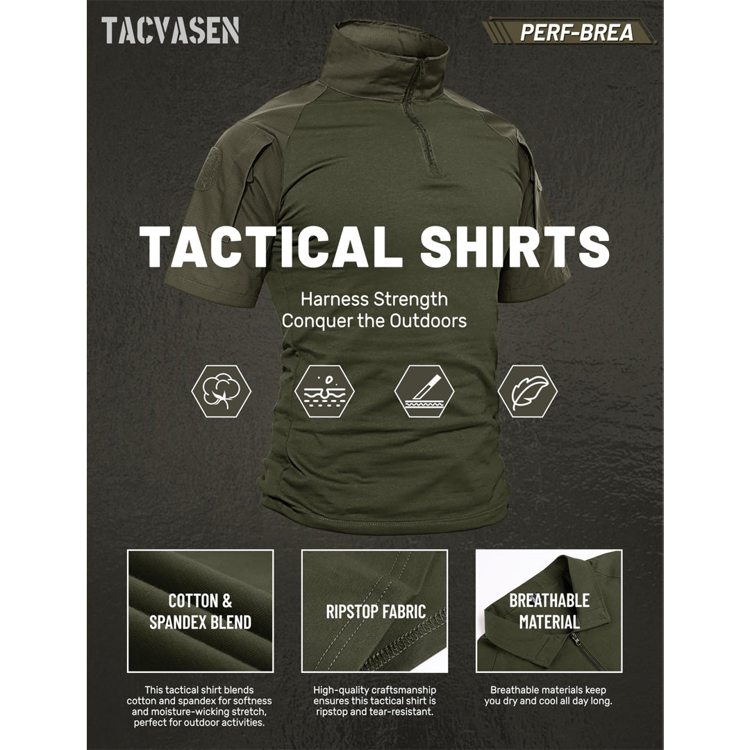 Men's Tactical Combat Shirt Ripstop Performance Tee