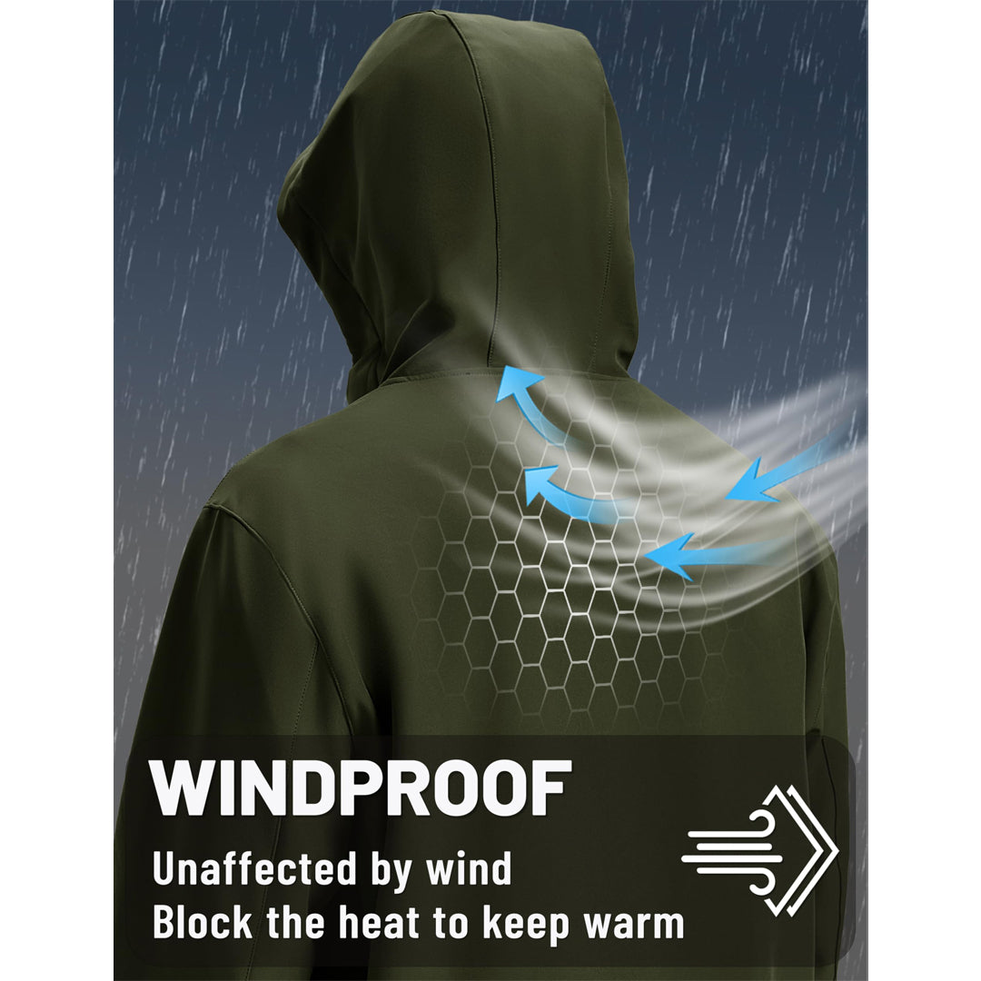 TACVASEN Army Green Tactical Softshell Jacket Hooded Waterproof Coat