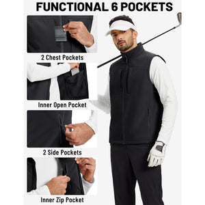 Men's Softshell Vest Windproof Waterproof Lightweight Jacket - AT25M3347
