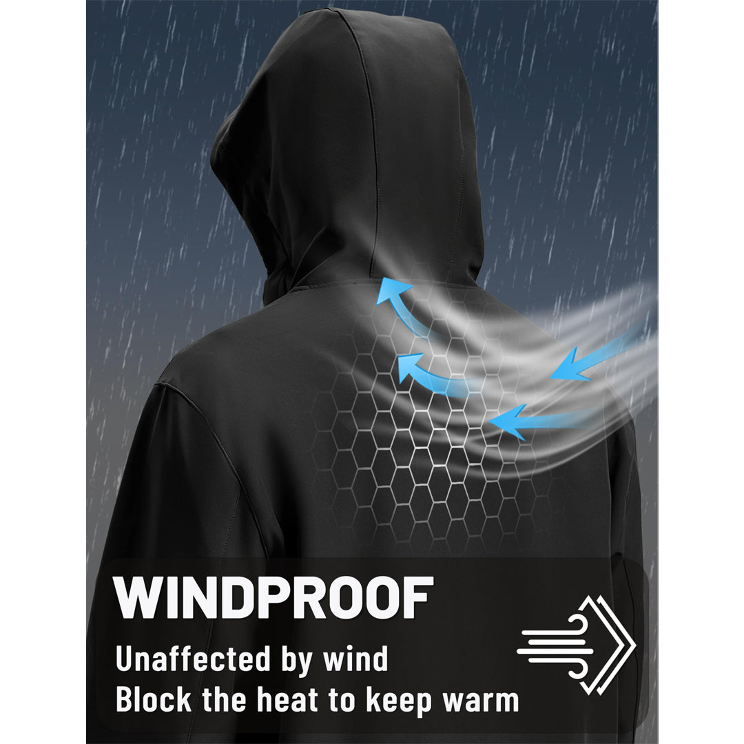 TACVASEN Black Tactical Softshell Jacket Hooded Waterproof Coat