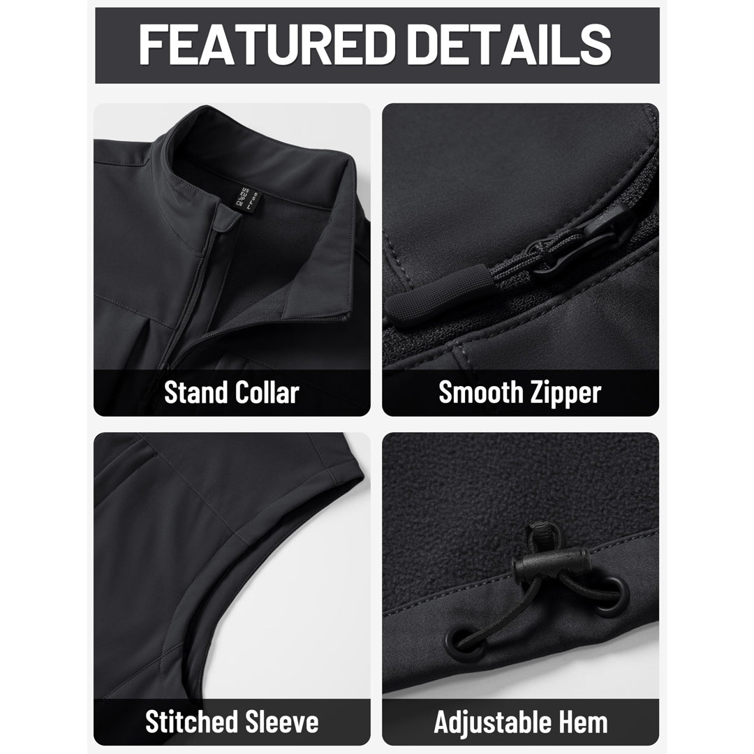 Men's Softshell Vest Windproof Waterproof Lightweight Jacket - AT25M3347