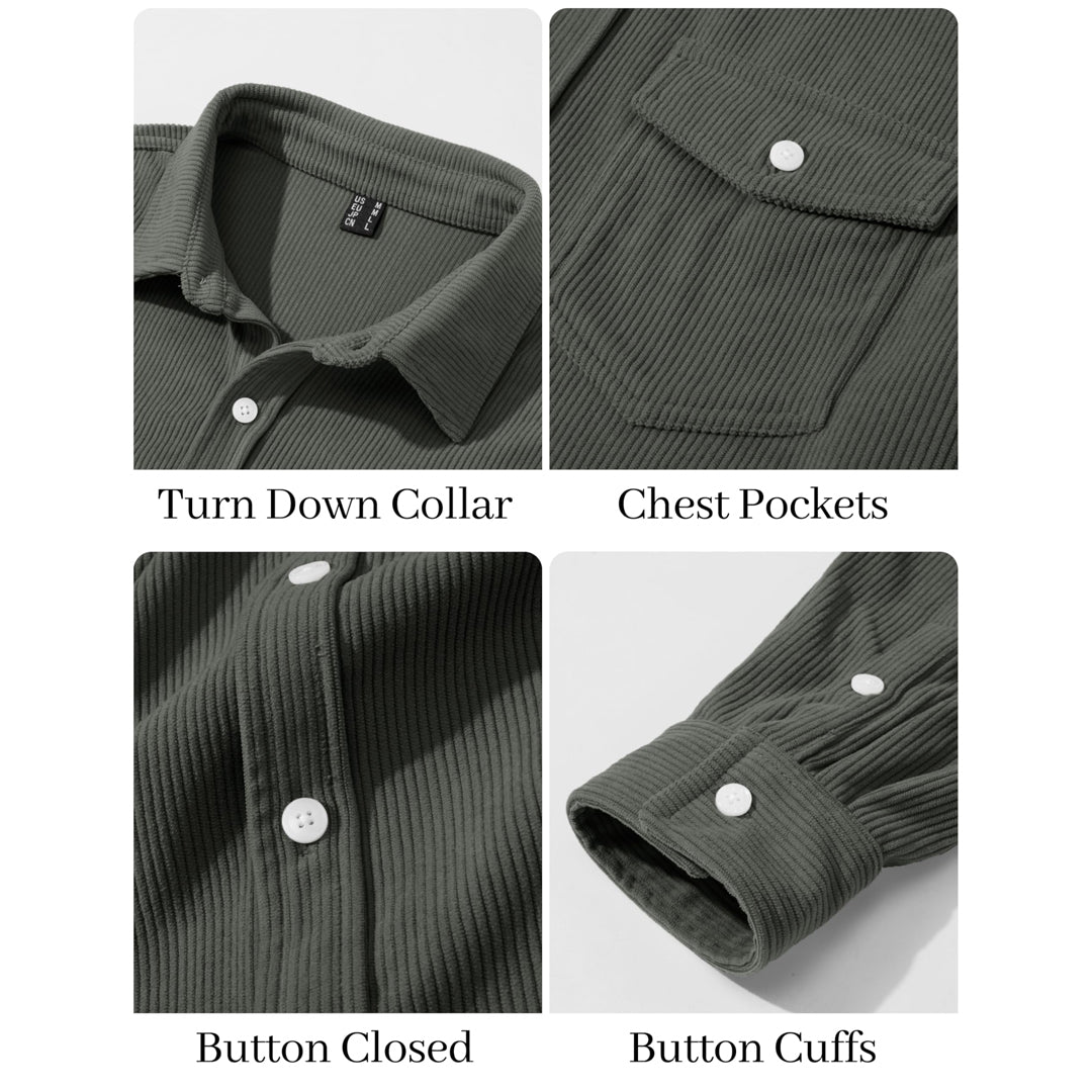 Men's Corduroy Jacket Casual Lightweight Shirt Jacket - B23M2024