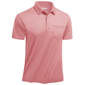 TACVASEN Grey Pink Men's Lightweight Hiking Fishing Polo Shirts