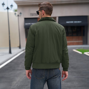 Men's Casual Fleece Bomber Jacket with Fur - LT25M1438