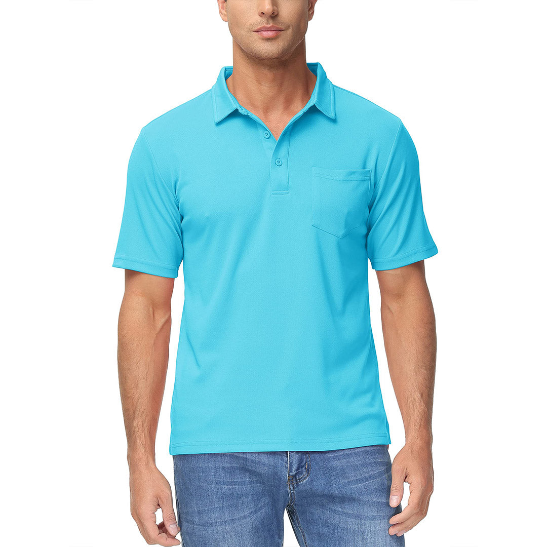 TACVASEN Ice Blue Men's Lightweight Hiking Fishing Polo Shirts