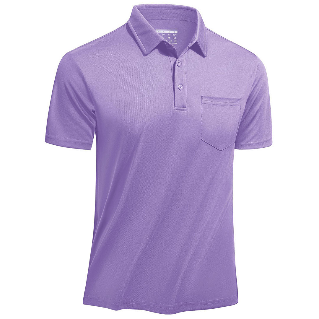 TACVASEN Light Purple Men's Lightweight Hiking Fishing Polo Shirts