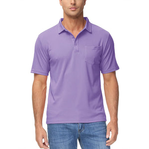 TACVASEN Light Purple Men's Lightweight Hiking Fishing Polo Shirts