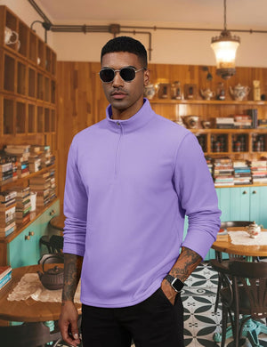 TACVASEN Light Purple Men's Pullover Workout Fleece 1/4 Zip Uncw Vintage Sweatshirts