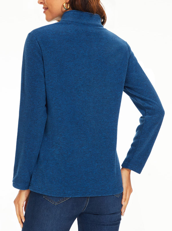 TACVASEN medium blue women's quarter zip fleece pullover view 2