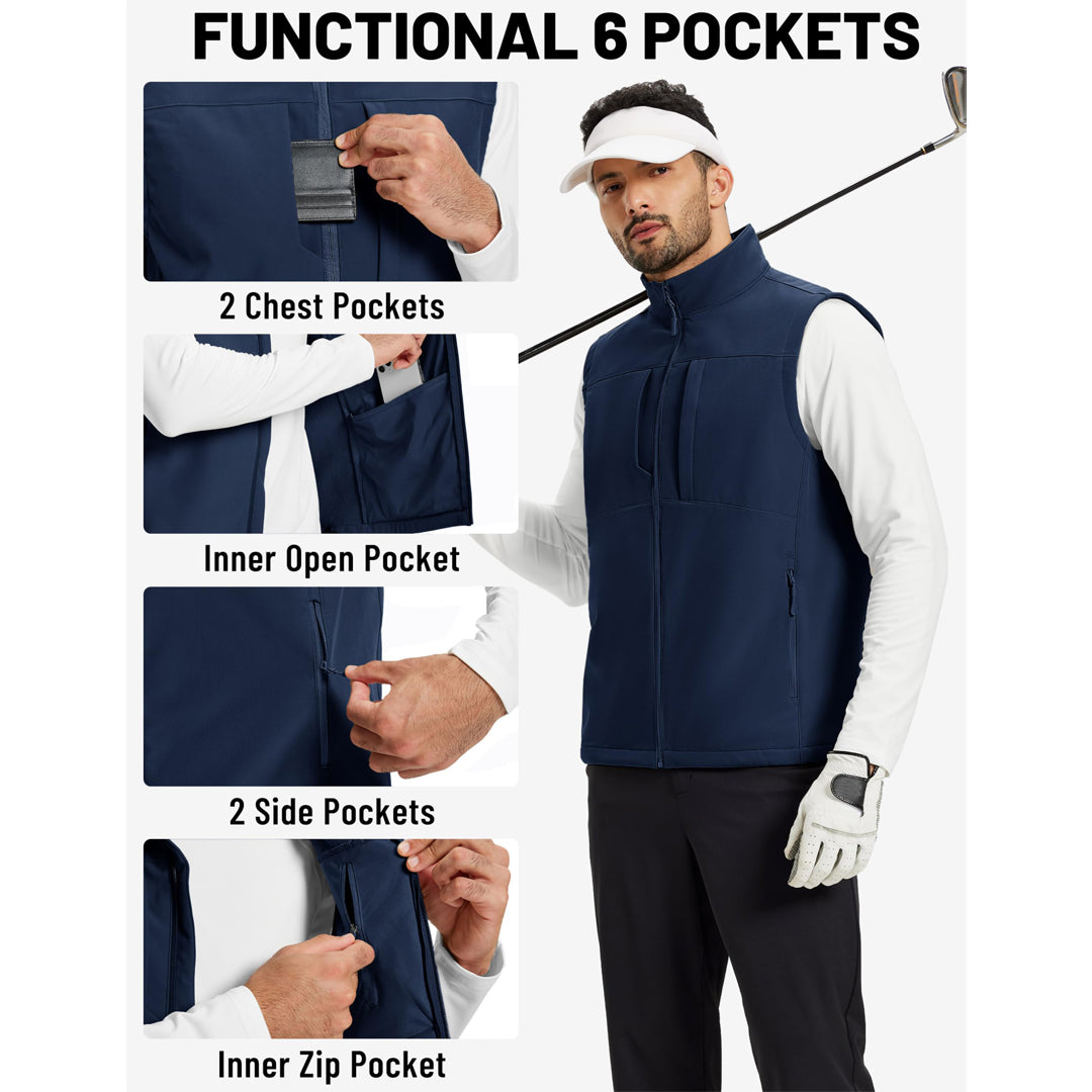 Men's Softshell Vest Windproof Waterproof Lightweight Jacket - AT25M3347