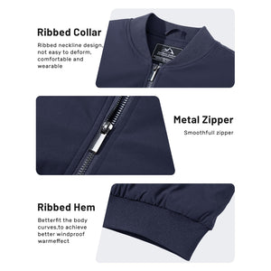 TACVASEN Navy Thermal Quilted Waterproof Bomber Jacket