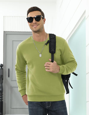 TACVASEN Olive Green Men's Sherpa Lined Sweatshirt Warm Heavyweight Fleece Pullover