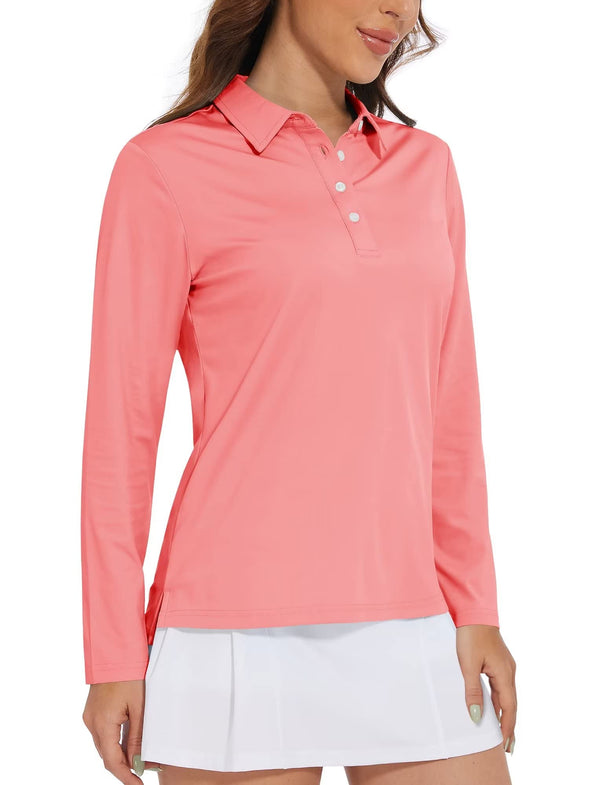 Sleeve Polo Shirts by TACVASEN - TACVASEN women's quick dry UPF 50+ long sleeve polo shirt view 1