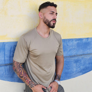 TACVASEN Flax Green Men's Quick - Dry Sun Protection Rash Guard T-Shirts