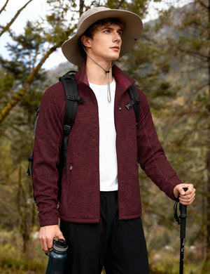 TACVASEN Wine Red Fleece Jacket Full Zip Casual Outdoor Wear