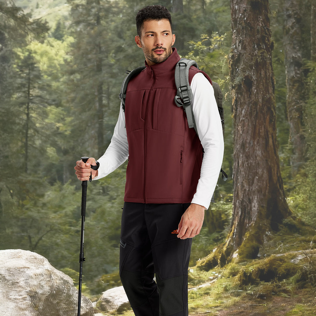 Men's Softshell Vest Windproof Waterproof Lightweight Jacket - AT25M3347