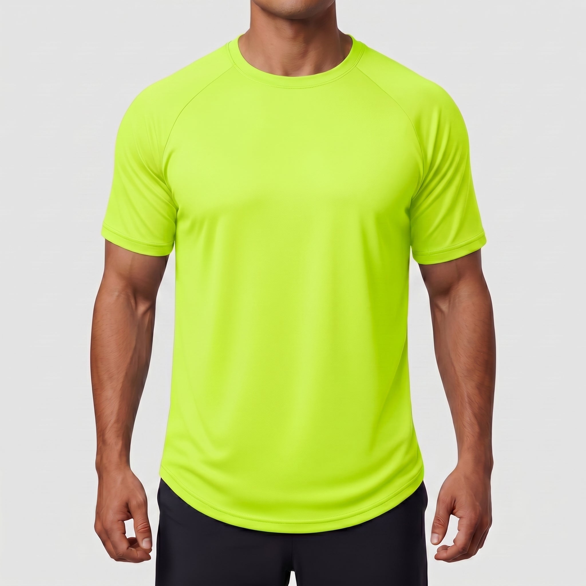 TACVASEN Fluorescent Green Curved Hem Fashion UPF50+ Quick - Drying Protective Shirt