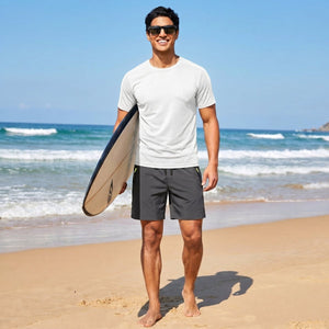 TACVASEN White Athletic Performance Tee with Tailored Fit Sleeves