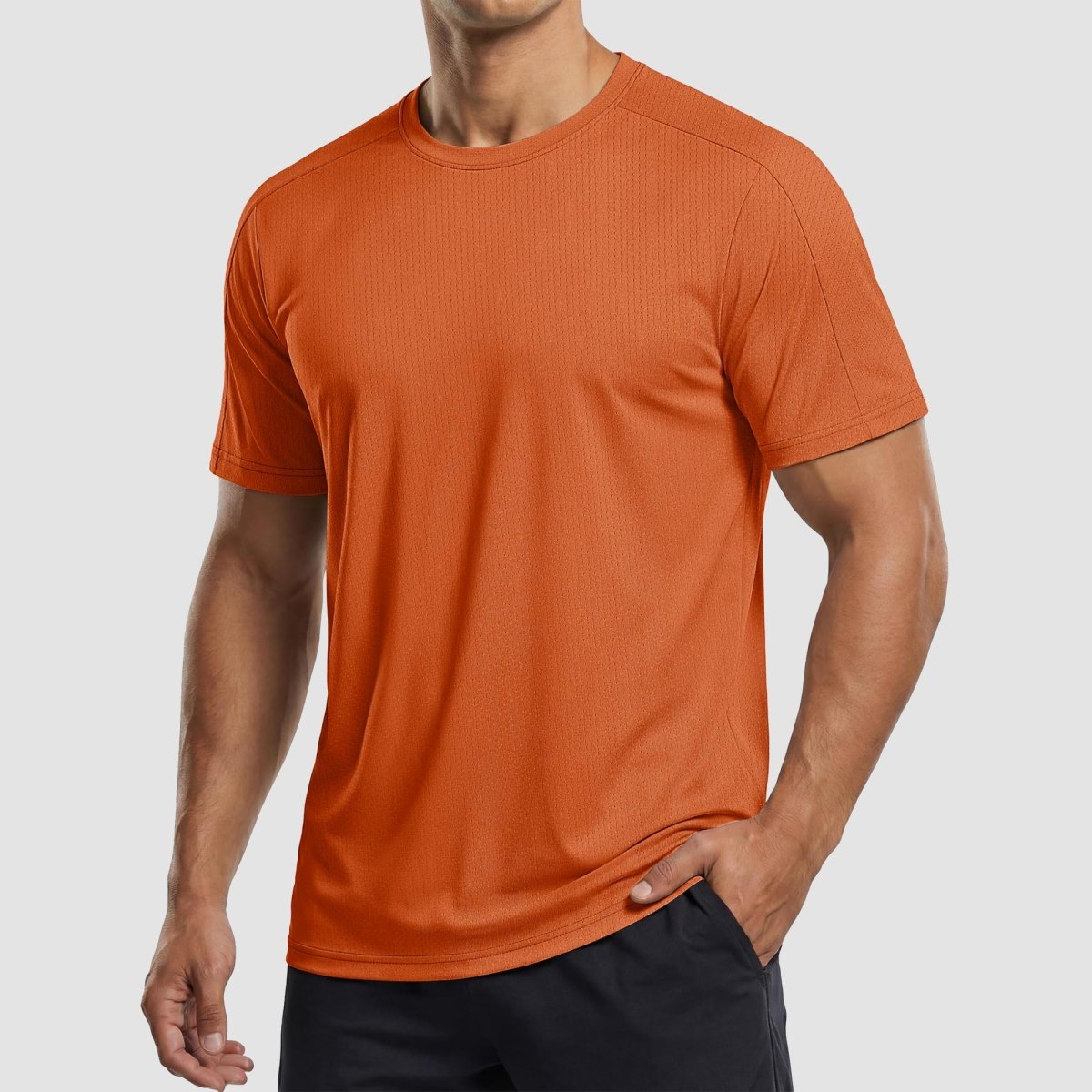 TACVASEN Orange Athletic Performance Tee with Tailored Fit Sleeves