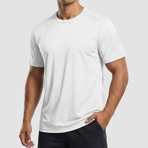 TACVASEN White Athletic Performance Tee with Tailored Fit Sleeves