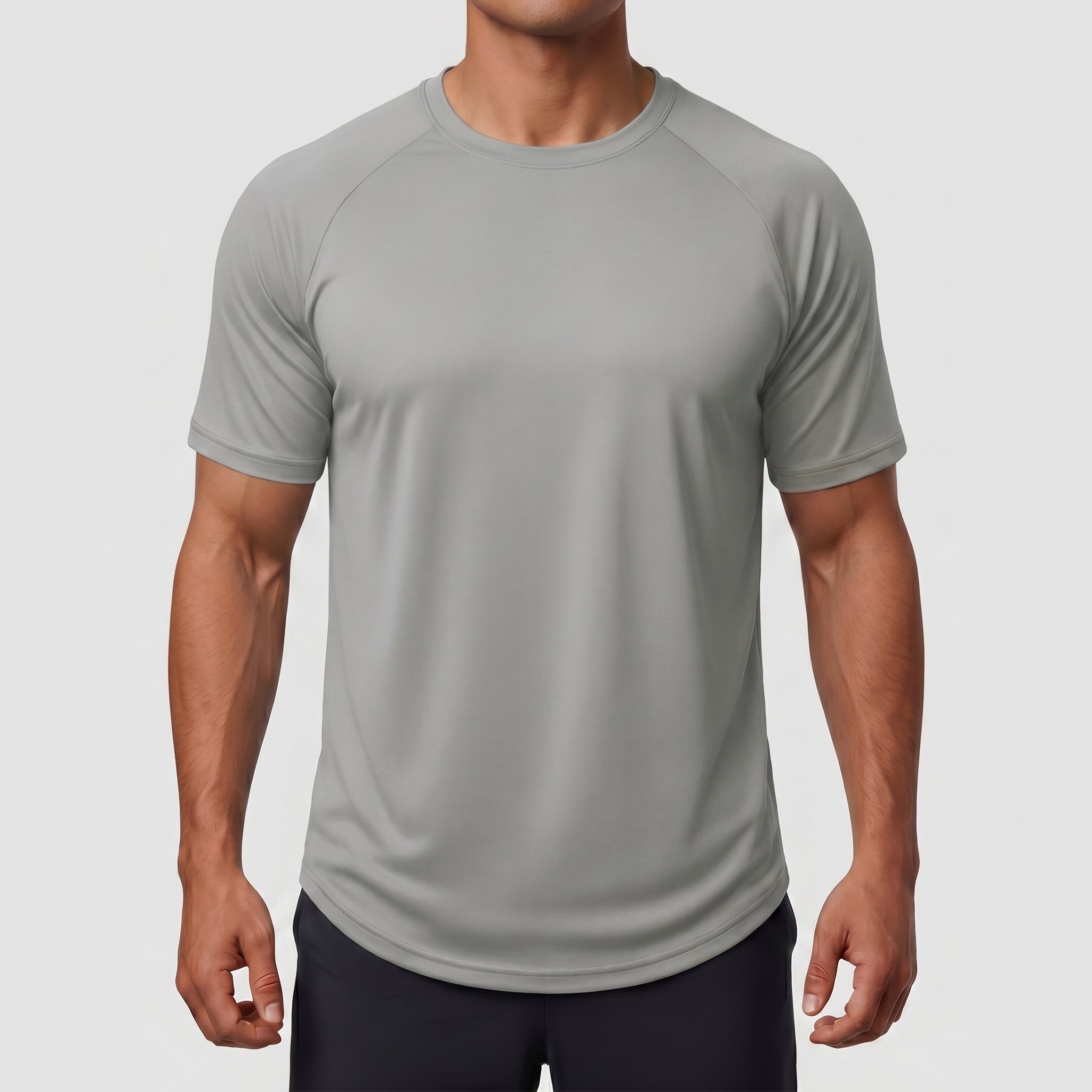 TACVASEN Light Grey Curved Hem Fashion UPF50+ Quick - Drying Protective Shirt