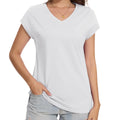 Women's V Neck Cap Sleeve Cotton T-Shirt