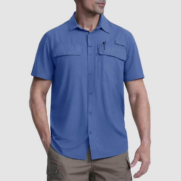 TACVASEN Blue Grey Fishing Shirt UPF 50+ Lightweight Outdoor Shirt