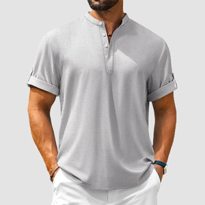 TACVASEN Light gray Henley Casual Lightweight Beach Shirts
