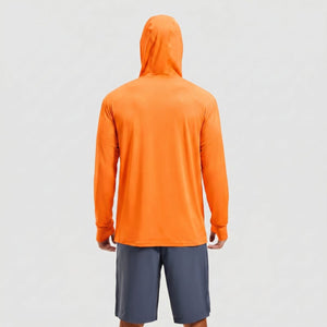 TACVASEN Fluorescent Orange Hoodie Lightweight Breathable Quick Dry UV Protection Outdoor Coat
