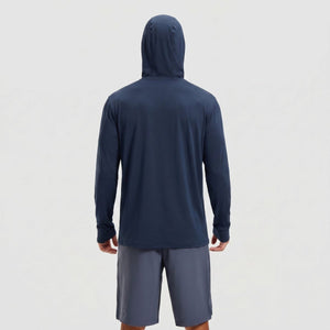 TACVASEN Navy Hoodie Lightweight Breathable Quick Dry UV Protection Outdoor Coat